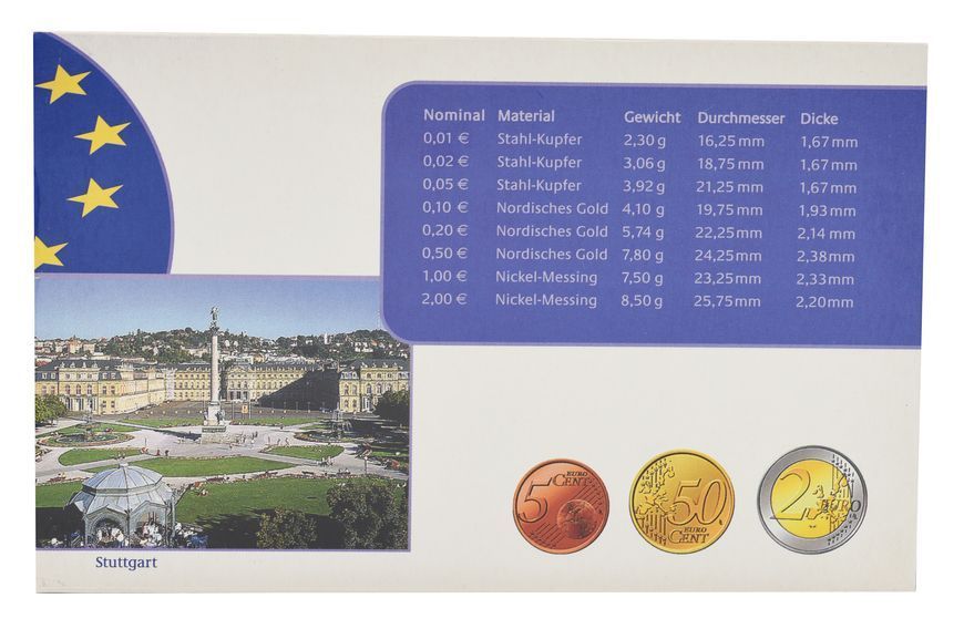 Coins set Germany set of 8 euro coins 2003 UNC F 1, 2, 5, 10, 20, 50 euro cents, 1, 2 euros in souvenir packaging