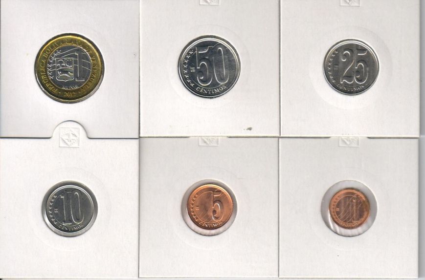 Venezuela set of 6 coins 2007-2012 UNC 1, 5, 10, 25, 50 centim, 1 bolivar