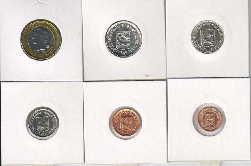 Venezuela set of 6 coins 2007-2012 UNC 1, 5, 10, 25, 50 centim, 1 bolivar