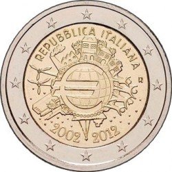 Італія 2 євро 2012 «10 років євро» UNC (KM#350) М00161 фото