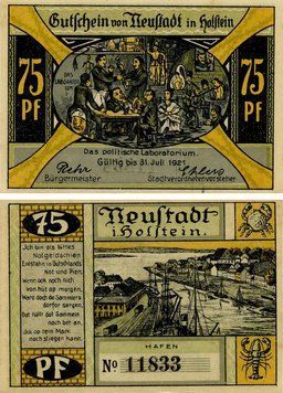 Banknote Germany Notgeld 75 pfennig 1921 F-VF Neustadt