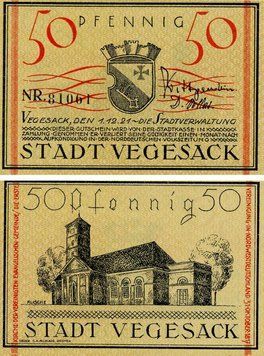 Banknote Germany Notgeld 50 pfennig 1921 F-VF Vegesack