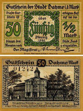 Banknote Germany Notgeld 1/2 mark 1920 (50 pfennig) 1920 F-VF Dame