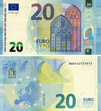 Банкнота Німеччина 20 євро 2015 RB R010 UNC Б05418 фото