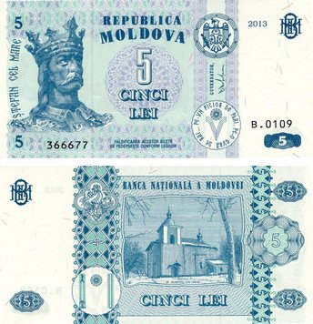 Moldova 5 lei 2013 UNC (P9q)