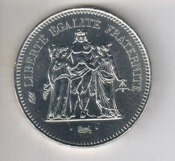 Монета Франція 50 франків 1978 &laquo;Геркулес&raquo; Срібло VF (KM#941.1) М07040 фото
