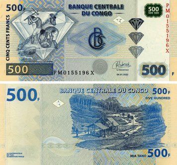 Банкнота Демократична республіка Конго 500 франків 2022 UNC (P96a) Б19719 фото