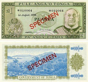 Банкнота Тонга 1 паанга 1978 UNC Specimen (P19s) Б24033 фото