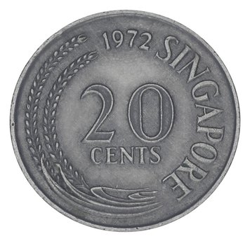 Singapore 20 cents 1972 F-VF Swordfish (KM#4)