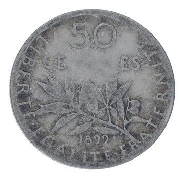 Монета Франція 50 сантим 1899 Срібло F-VF М20805 фото