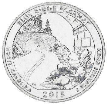 Монета США 25 центів (квотер) 2015 P &laquo;Національні парки - Блакитний хребет (28-й парк)&raquo; UNC (KM#599) М01418 фото