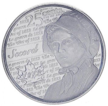 Монета Канада 25 центів 2013 UNC Війна 1812 - Лора Секорд М10219 фото