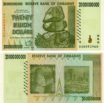 Зімбабве 20000000000 доларів 2008 UNC 20 мільярдів (P86) Б03876 фото