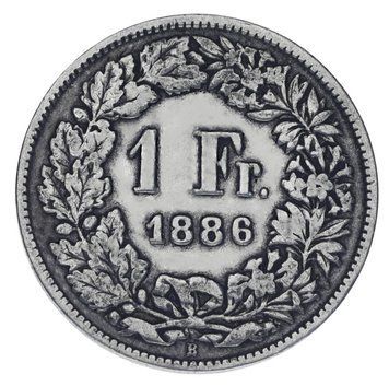 Швейцарія 1 франк 1886 Срібло F-VF М17820 фото