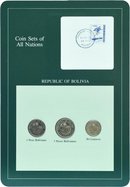 Болівія Набір монет 1978 UNC 50 сентаво, 1, 5 песо і 1 марка Буклет М10760 фото