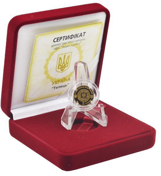 Coin Ukraine 2 Hryvnia 2006 Gold UNC Zodiac Signs - Taurus (Au 999.9, 1.24 grams)