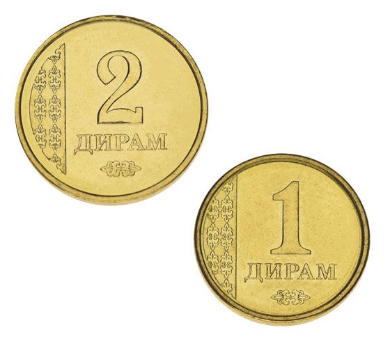 Tajikistan set of 2 coins 2011 UNC 1 and 2 diram