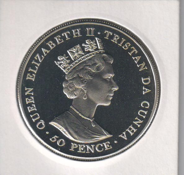 Tristan da Cunha 50 pence 2001 "75th Anniversary of Queen Elizabeth II" UNC (KM # 12)