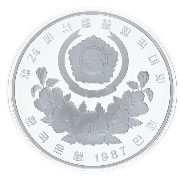 Монета Південна Корея 10000 вон 1987 Срібло Proof XXIV літні Олімпійські ігри в м. Сеул 1988 - Стрільба з лука М23333 фото