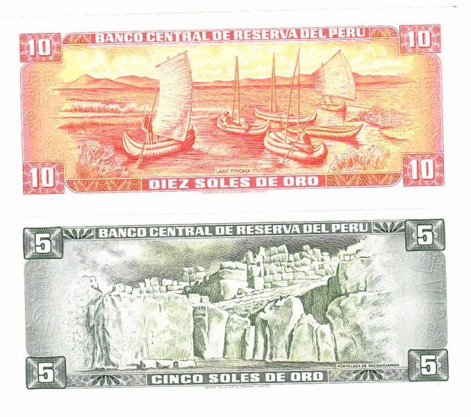 Peru set of 2 banknotes 1970-1976 UNC