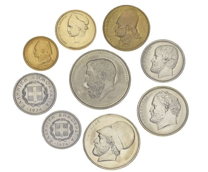 Coins set Greece set of 9 coins 1976-1980 UNC 10, 20, 50 lepta 1, 2, 5, 10, 20, 50 drachma