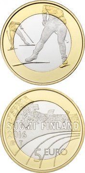 Фінляндія 5 євро 2016 &laquo;Спорт - Лижі&raquo; UNC (KM#244) М04885 фото