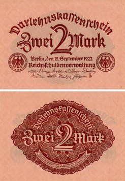 Banknote Germany 2 marks 1922 UNC (P62)