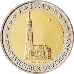 Німеччина 2 євро 2008 року «Гамбург» UNC (KM#261) М00061 фото