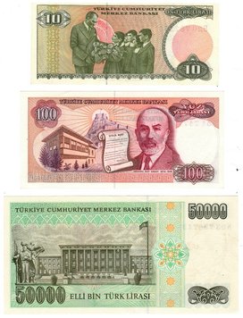 Turkey set of 3 UNC banknotes