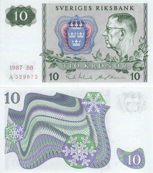 Sweden 10 kronor 1987 UNC (P52)