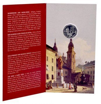 Австрія 5 євро 2006 Срібло UNC Вольфганг Амадей Моцарт Сувенір М14958 фото
