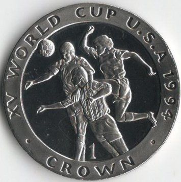 Монета Острів Мен 1 крона 1994 UNC Чемпіонат світу з футболу в США. Різновид 2 (KM#366) М07984 фото