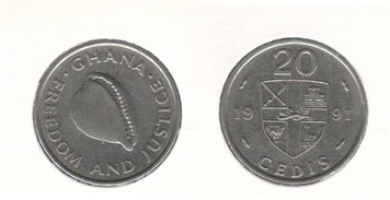 Ghana 20 Cedi 1991 F-VF (KM # 30)