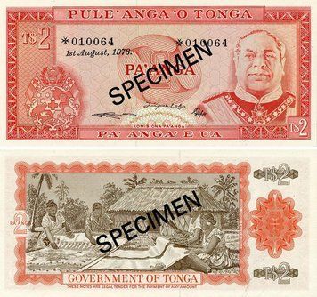 Банкнота Тонга 2 паанга 1978 UNC Specimen (P20s) Б24034 фото