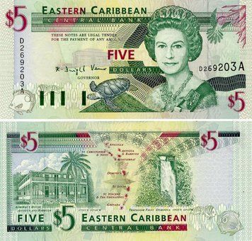 Восточные карибы 5 долларов 1994 UNC (P31a)