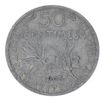 Монета Франція 50 сантим 1905 Срібло F-VF М20806 фото