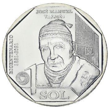 Монета Перу 1 соль 2023 UNC Хосе Мануель Вальдес М19072 фото