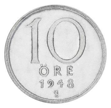 Монета Швеція 10 ере 1948 Срібло F-VF (Ag 400, 1,45 г) М19899 фото