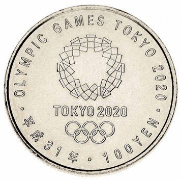 Монета Японія 100 єн 2019 UNC XXXII Літні Олімпійські ігри в Токіо 2020 Голбол М12993 фото