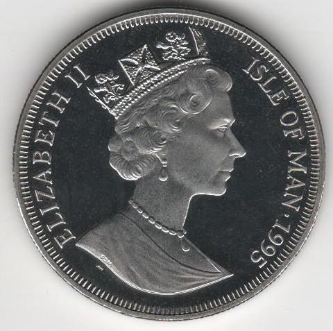 Isle of Man 1 crown 1995 &ldquo;Man in flight.&nbsp;Airplane.&nbsp;Flight Tokyo-Paris &raquo;UNC (KM # 438)