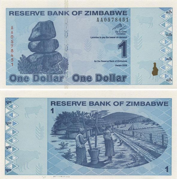 Zimbabwe 1 dollar 2009 UNC (P92)