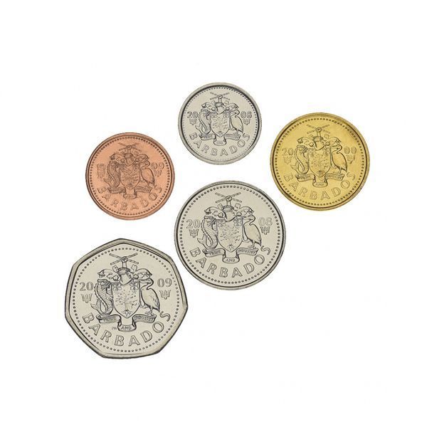 Набор монет Барбадос набор из 5 монет 1973-2009 UNC 1, 5, 10, 25 центов, 1 доллар М16349 фото