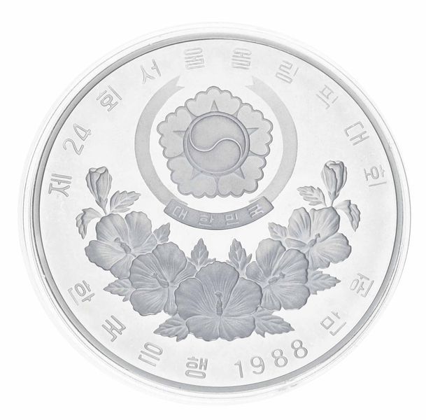 Монета Южная Корея 10000 вон 1988 Серебро Proof XXIV летние Олимпийские Игры в г. Сеул 1988 - Велоспорт М23334 фото
