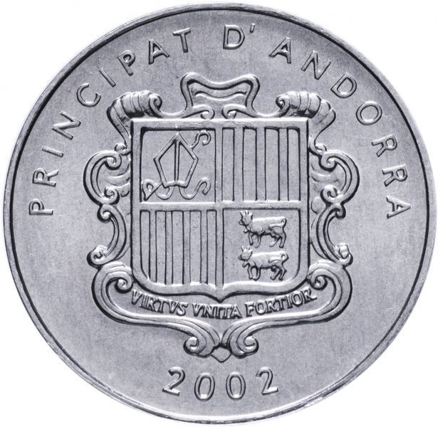 Андорра 1 сентим 2002 &laquo;Карл Великий&raquo; UNC (KM#176) М09439 фото