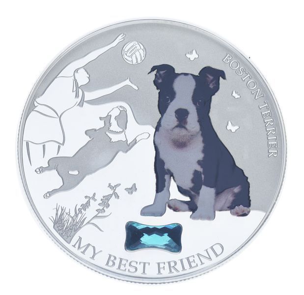 Coin Fiji 2 Dollars 2013 Silver Proof My Best Friend - Boston Terrier Dog (Ag 999, oz, 31.1 grams)
