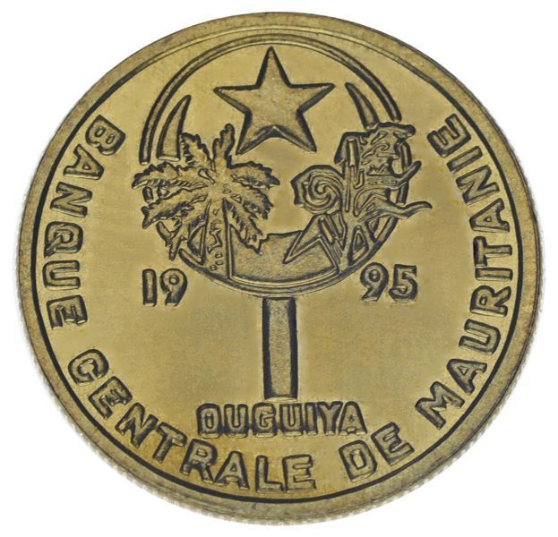 Монета Мавританія 1 угія 1995 F-VF М11799 фото