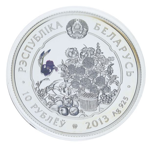 Монета Беларусь 10 рублей 2013 Серебро Proof Цветы - Гвоздика М20981 фото