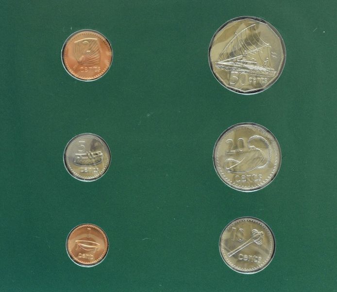 Fiji Set of coins 1981-1982 UNC 1, 2, 5, 10, 20, 50 cents and 1 mark Booklet