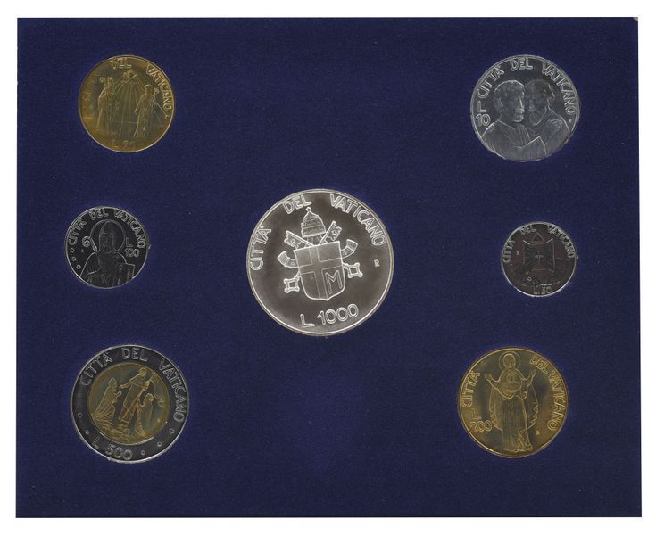 Coins set Vatican City 7-coin set 1990 AU-UNC Pope John Paul II, 12th year of reign