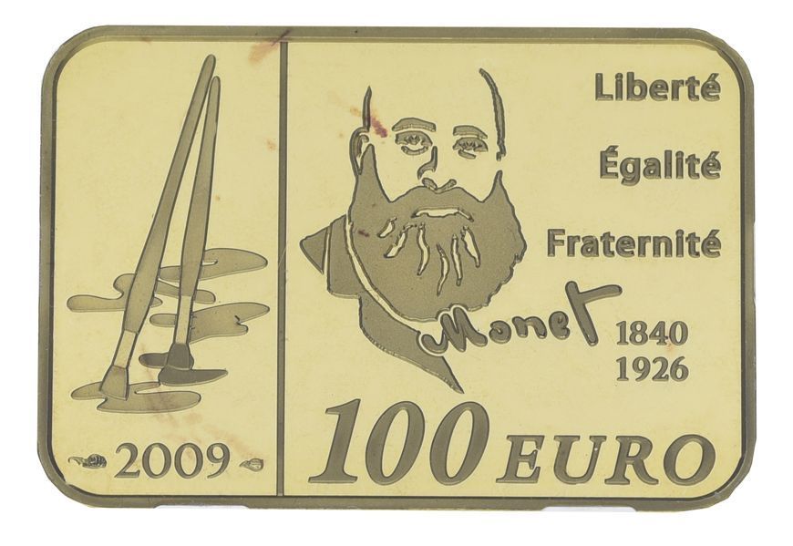 Золотая монета Франции 100 евро 2009 Proof Художник - Клод Моне (Au 920, 17 грамм) М23508 photo